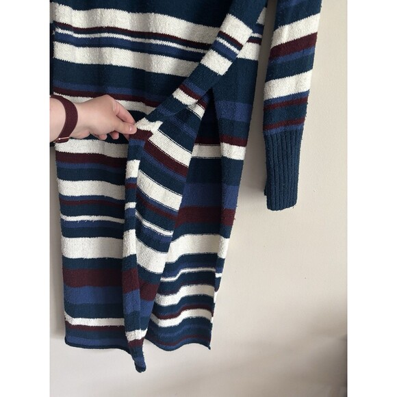 Free People Atlas Swearer Dress Pullover Small Blue White Maroon Side Slit‎ Boho - Picture 7 of 8